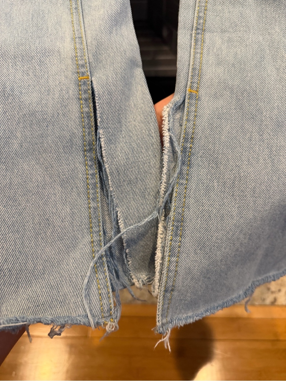 Avec Les Filles Light Blue Distressed Straight Jeans - Picture 2 of 6